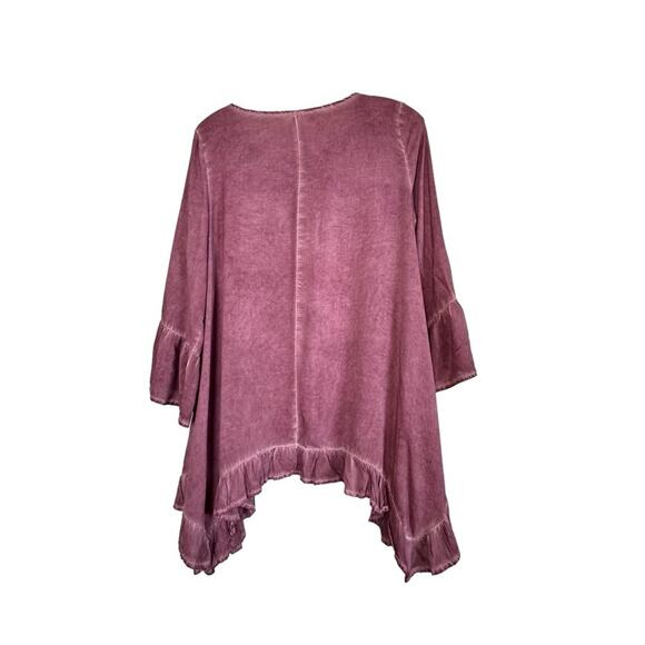 Andree Top Womens Size S Mauve Pink Ruffled Peasant Embroidered Boho Loose Flowy - Picture 3 of 9